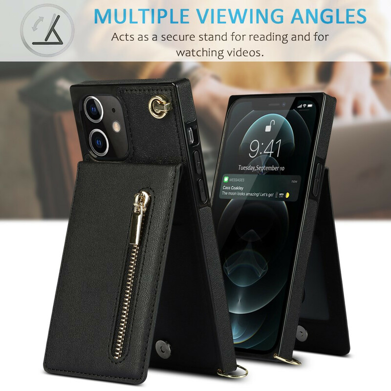 Coque iPhone 12 Mini Bandoulière Porte-cartes Coque iPhone 12 Mini Bandoulière Porte-cartes