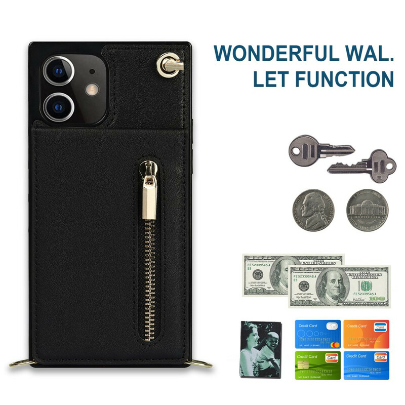 Coque iPhone 12 Mini Bandoulière Porte-cartes Coque iPhone 12 Mini Bandoulière Porte-cartes