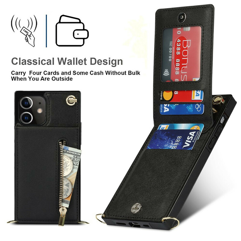 Coque iPhone 12 Mini Bandoulière Porte-cartes Coque iPhone 12 Mini Bandoulière Porte-cartes
