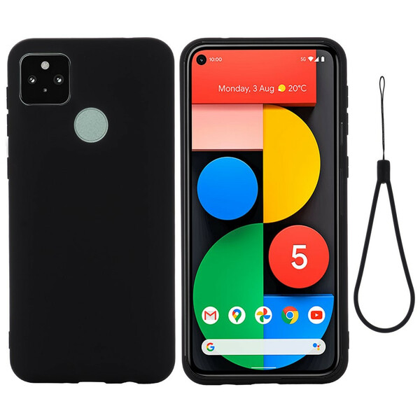 Coque Google Pixel 5A 5G Silicone Liquide Avec Lanière