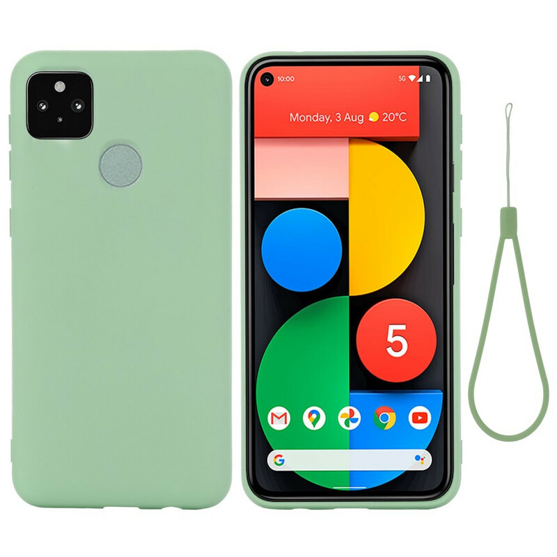 Coque Google Pixel 5A 5G Silicone Liquide Avec Lanière