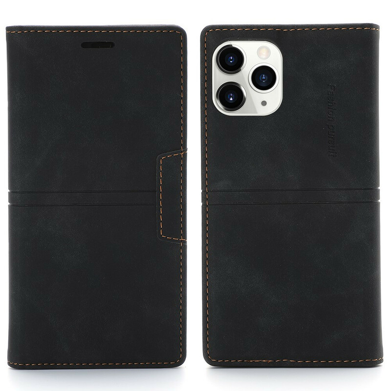 Flip Cover iPhone 12 / 12 Pro Effet Cuir Couture Flip Cover iPhone 12 / 12 Pro Effet Cuir Couture