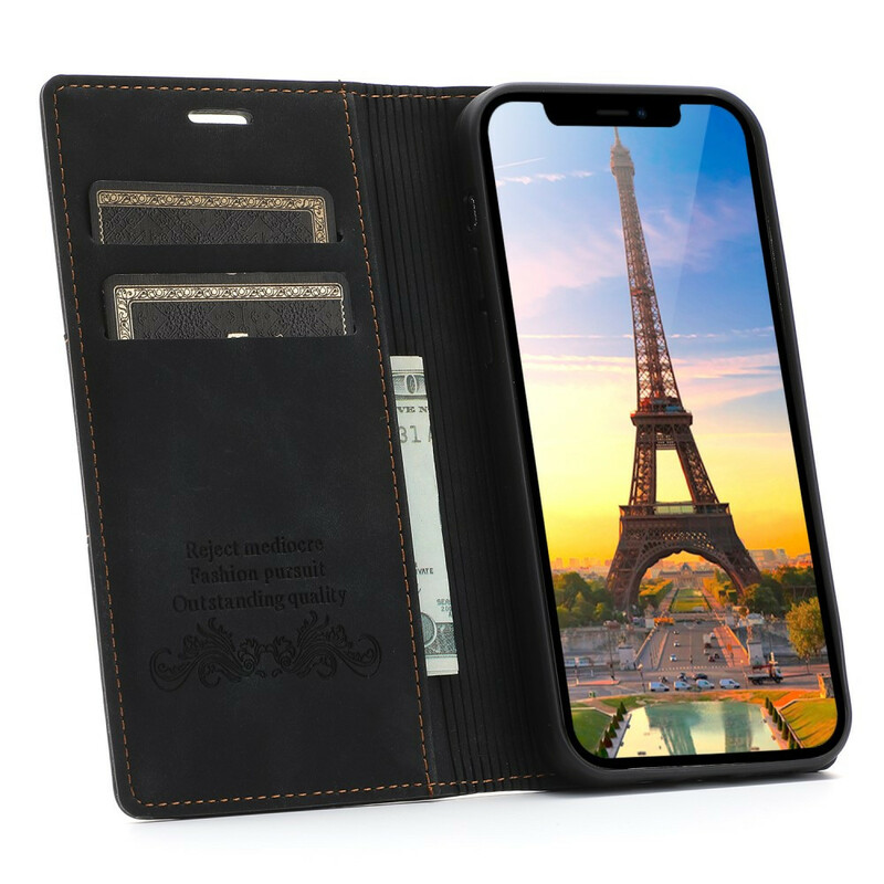 Flip Cover iPhone 12 / 12 Pro Effet Cuir Couture Flip Cover iPhone 12 / 12 Pro Effet Cuir Couture