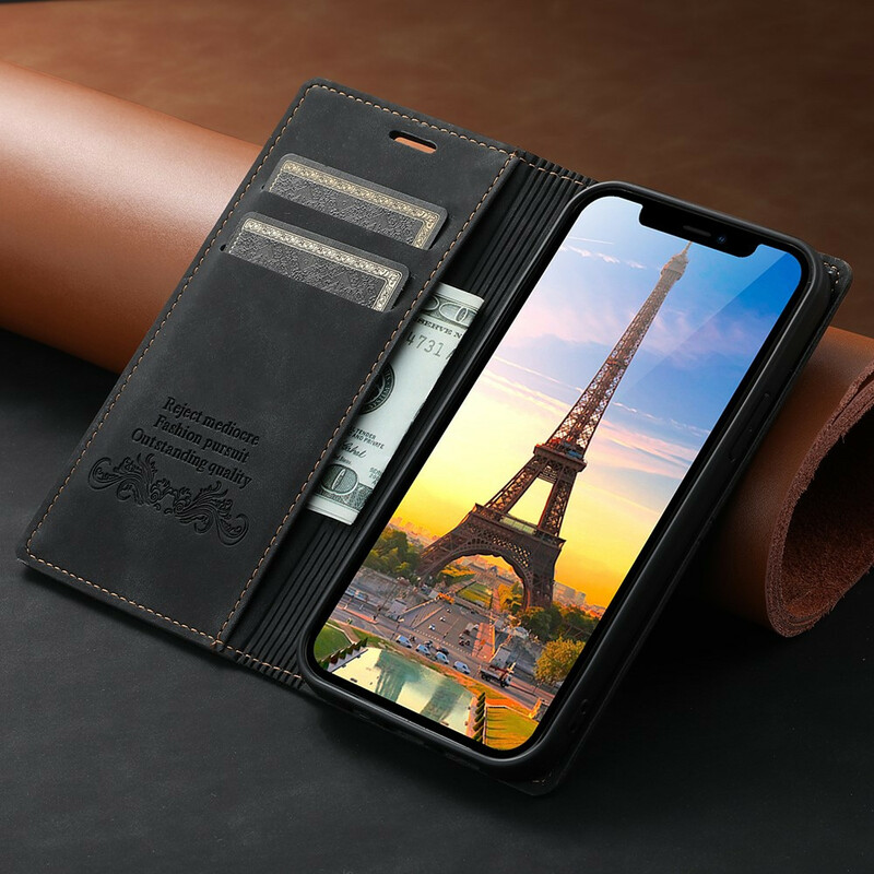 Flip Cover iPhone 12 / 12 Pro Effet Cuir Couture Flip Cover iPhone 12 / 12 Pro Effet Cuir Couture