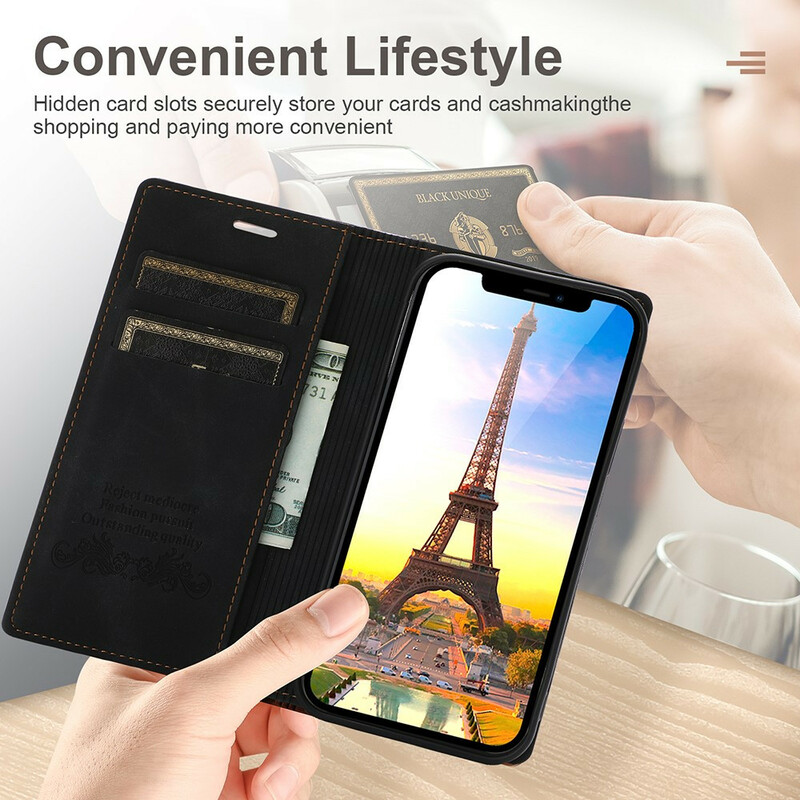 Flip Cover iPhone 12 / 12 Pro Effet Cuir Couture Flip Cover iPhone 12 / 12 Pro Effet Cuir Couture