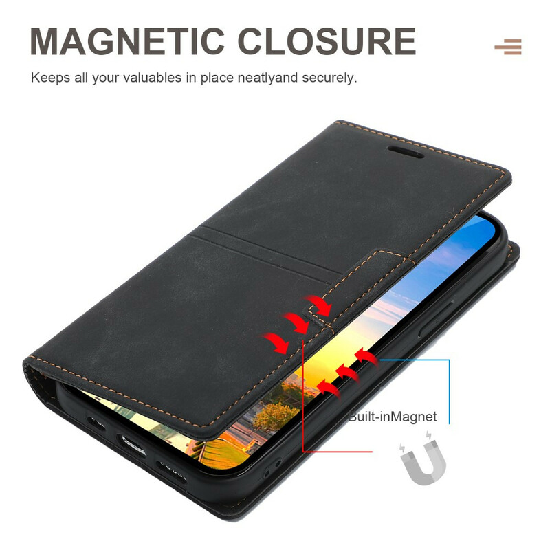 Flip Cover iPhone 12 / 12 Pro Effet Cuir Couture Flip Cover iPhone 12 / 12 Pro Effet Cuir Couture