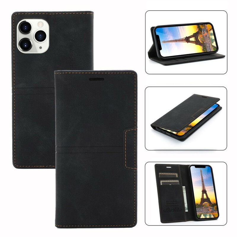 Flip Cover iPhone 12 / 12 Pro Effet Cuir Couture Flip Cover iPhone 12 / 12 Pro Effet Cuir Couture