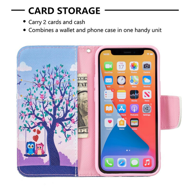Housse iPhone 13 Mini Hiboux Sur La Balançoire Housse iPhone 13 Mini Hiboux Sur La Balançoire