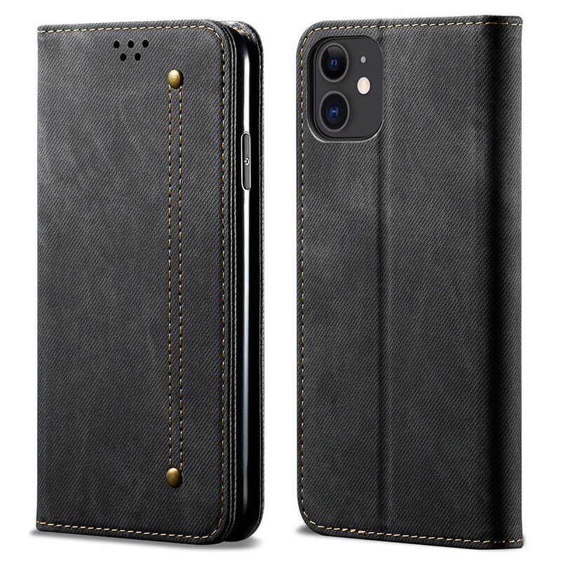 Flip Cover iPhone 13 Mini Simili Cuir Texture Jeans Flip Cover iPhone 13 Mini Simili Cuir Texture Jeans