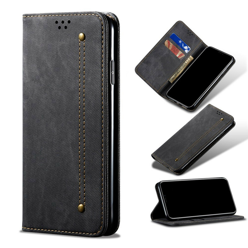 Flip Cover iPhone 13 Mini Simili Cuir Texture Jeans Flip Cover iPhone 13 Mini Simili Cuir Texture Jeans