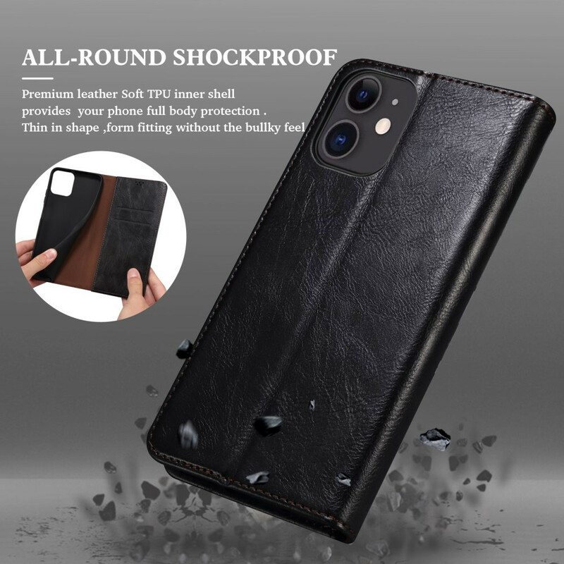 Flip Cover iPhone 13 Mini Simili Cuir Ciré Flip Cover iPhone 13 Mini Simili Cuir Ciré