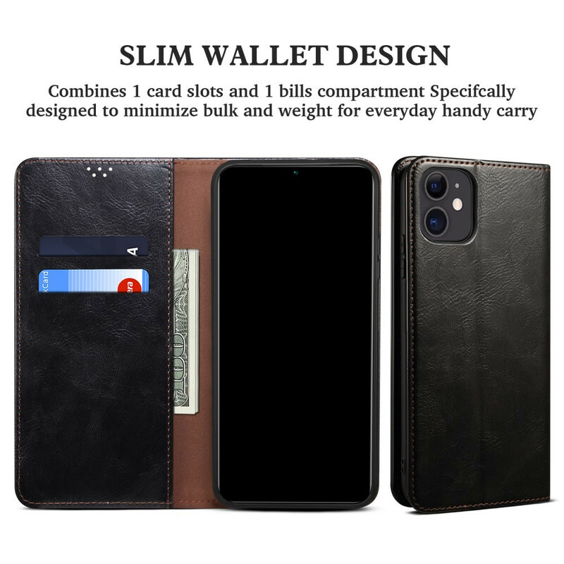 Flip Cover iPhone 13 Mini Simili Cuir Ciré Flip Cover iPhone 13 Mini Simili Cuir Ciré