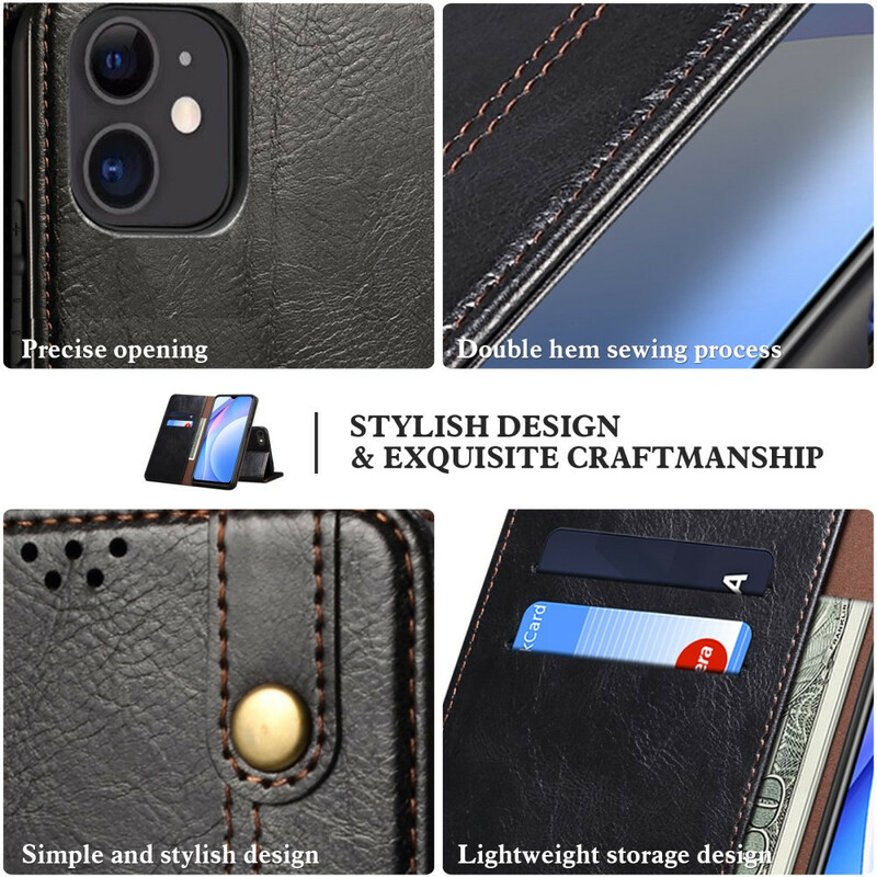 Flip Cover iPhone 13 Mini Simili Cuir Ciré Flip Cover iPhone 13 Mini Simili Cuir Ciré
