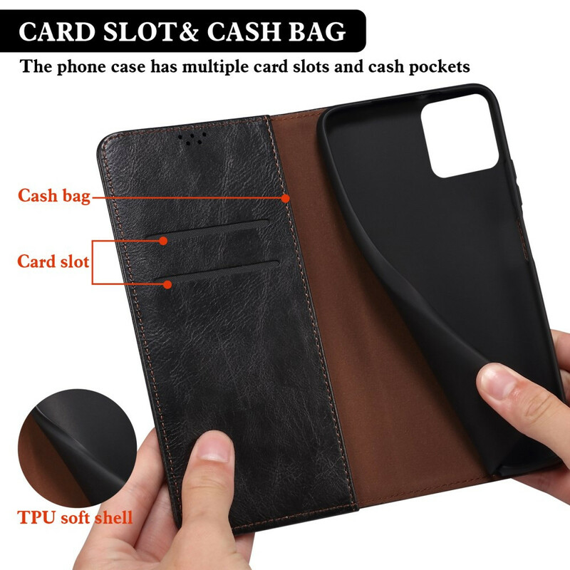 Flip Cover iPhone 13 Mini Simili Cuir Ciré Flip Cover iPhone 13 Mini Simili Cuir Ciré