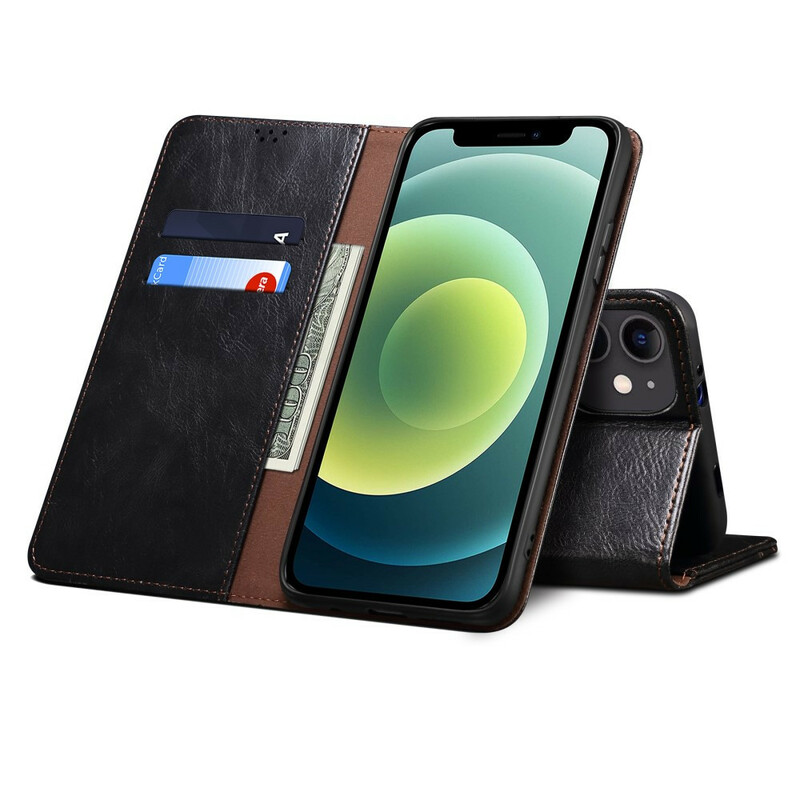 Flip Cover iPhone 13 Mini Simili Cuir Ciré Flip Cover iPhone 13 Mini Simili Cuir Ciré