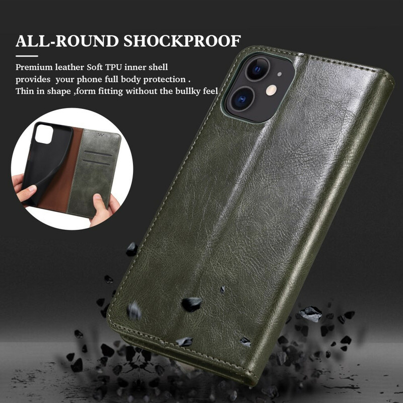Flip Cover iPhone 13 Mini Simili Cuir Ciré Flip Cover iPhone 13 Mini Simili Cuir Ciré