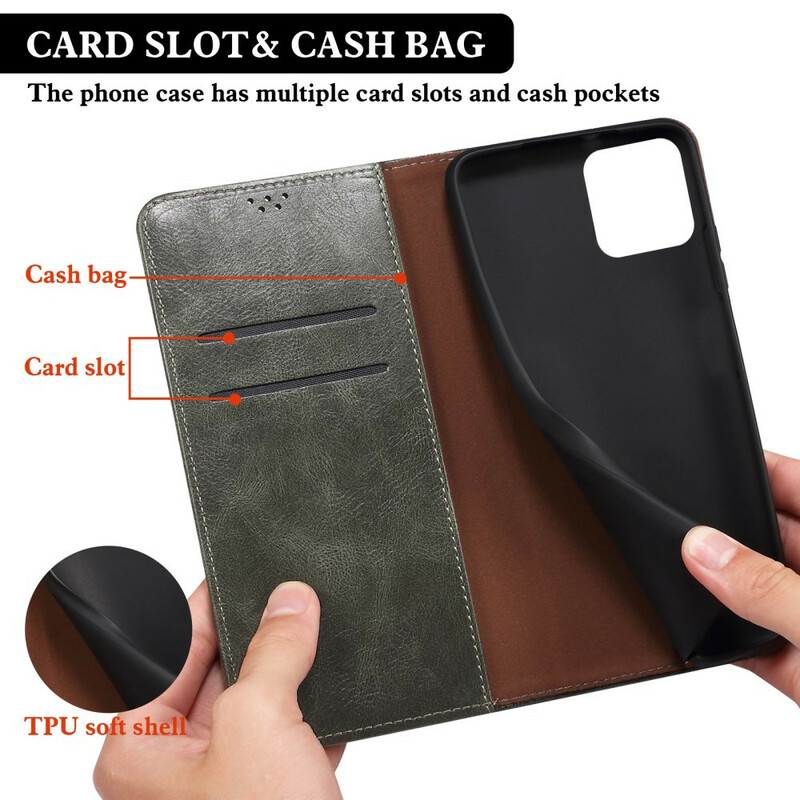 Flip Cover iPhone 13 Mini Simili Cuir Ciré Flip Cover iPhone 13 Mini Simili Cuir Ciré