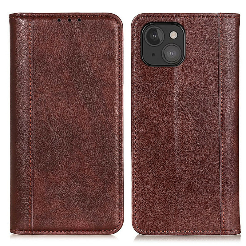 Flip Cover iPhone 13 Mini Cuir Litchi Fendu Élégance Flip Cover iPhone 13 Mini Cuir Litchi Fendu Élégance