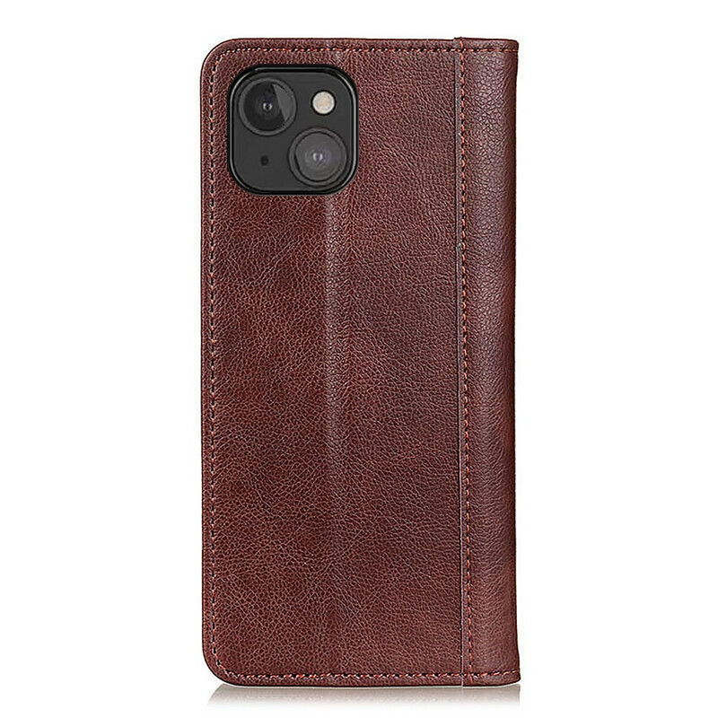 Flip Cover iPhone 13 Mini Cuir Litchi Fendu Élégance Flip Cover iPhone 13 Mini Cuir Litchi Fendu Élégance