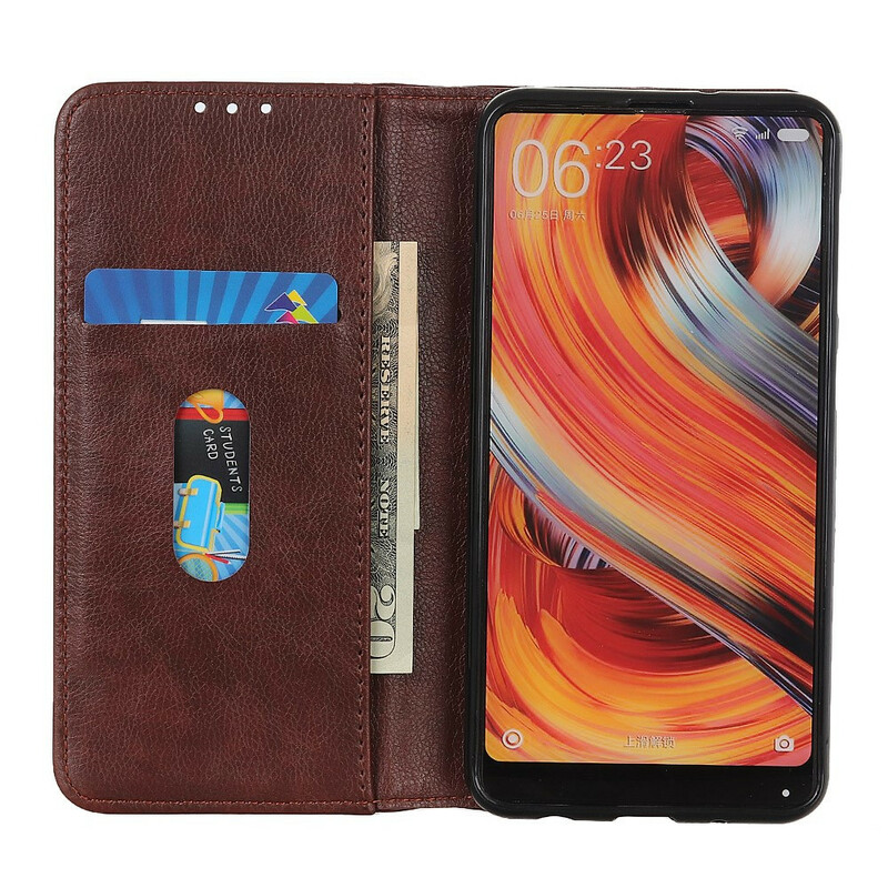 Flip Cover iPhone 13 Mini Cuir Litchi Fendu Élégance Flip Cover iPhone 13 Mini Cuir Litchi Fendu Élégance