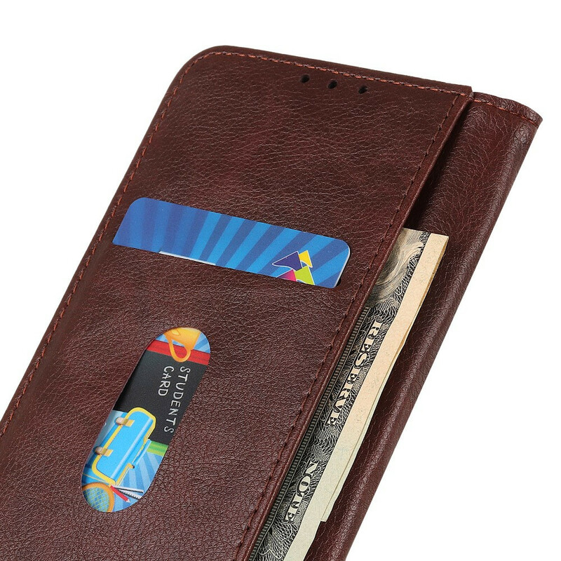 Flip Cover iPhone 13 Mini Cuir Litchi Fendu Élégance Flip Cover iPhone 13 Mini Cuir Litchi Fendu Élégance