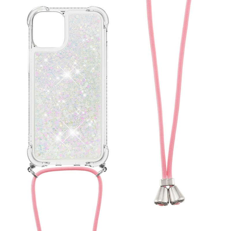 Coque iPhone 13 Mini Paillettes avec Cordon
