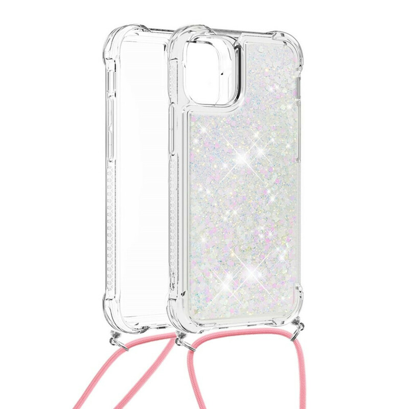 Coque iPhone 13 Mini Paillettes avec Cordon