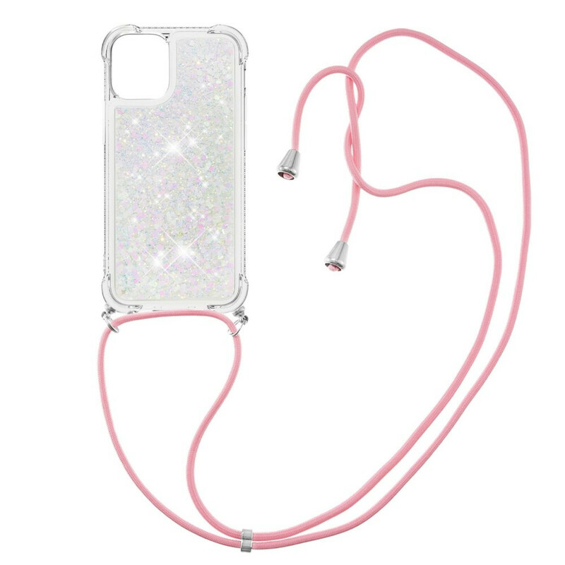 Coque iPhone 13 Mini Paillettes avec Cordon