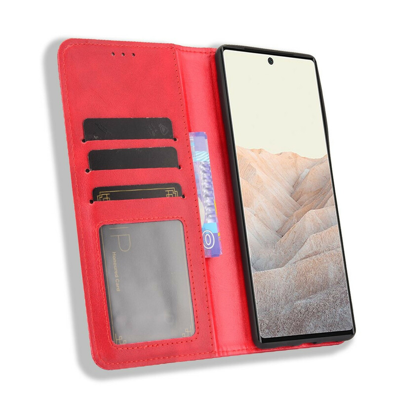 Flip Cover Google Pixel 6 Effet Cuir Vintage Stylisé Flip Cover Google Pixel 6 Effet Cuir Vintage Stylisé