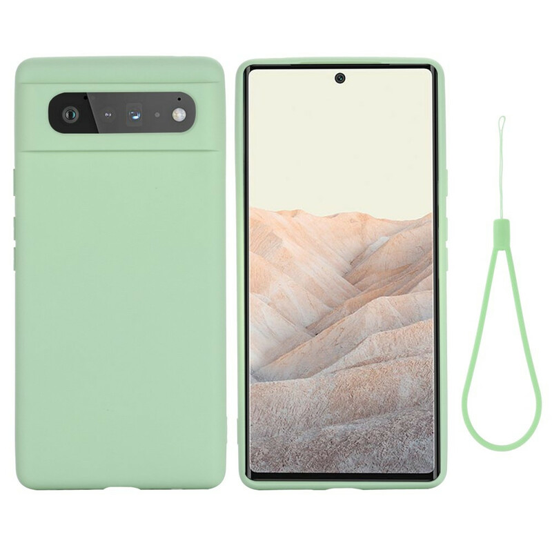 Coque Google Pixel 6 Silicone Liquide Avec Lanière Coque Google Pixel 6 Silicone Liquide Avec Lanière