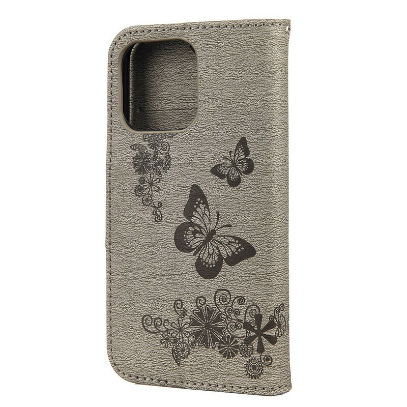 Housse iPhone 13 Mini Splendides Papillons à Lanière