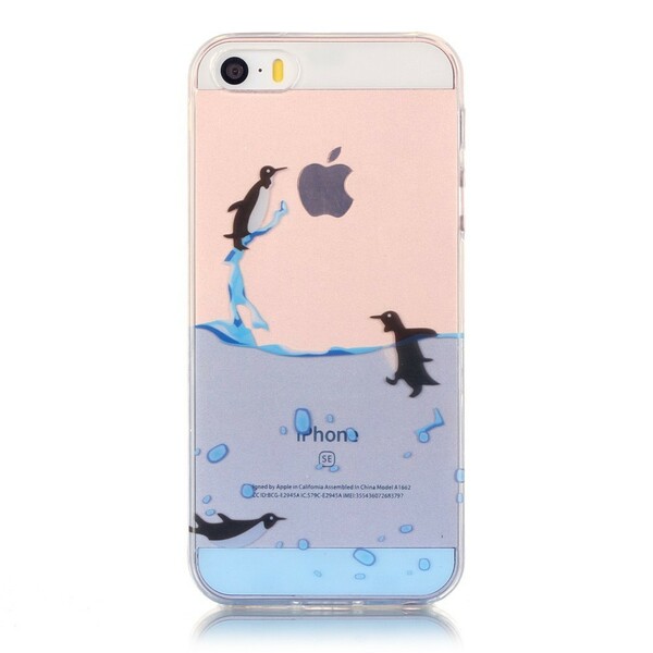 Coque iPhone SE/5/5S Transparente Jeu de Pingouins