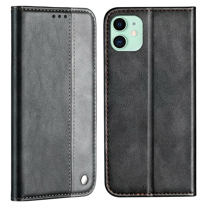 Flip Cover iPhone 13 Mini Bicolore Effet Cuir Flip Cover iPhone 13 Mini Bicolore Effet Cuir
