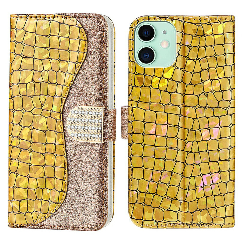Housse iPhone 13 Mini Croco Diamants Housse iPhone 13 Mini Croco Diamants