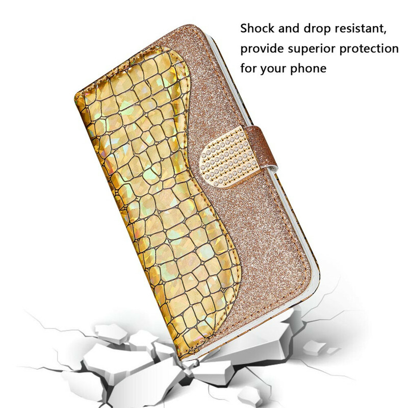 Housse iPhone 13 Mini Croco Diamants Housse iPhone 13 Mini Croco Diamants