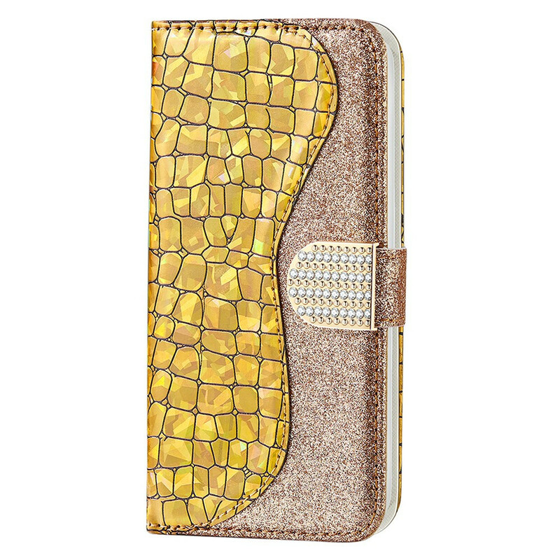 Housse iPhone 13 Mini Croco Diamants Housse iPhone 13 Mini Croco Diamants