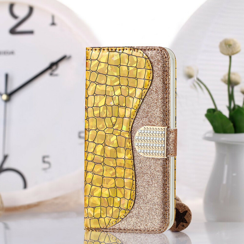 Housse iPhone 13 Mini Croco Diamants Housse iPhone 13 Mini Croco Diamants