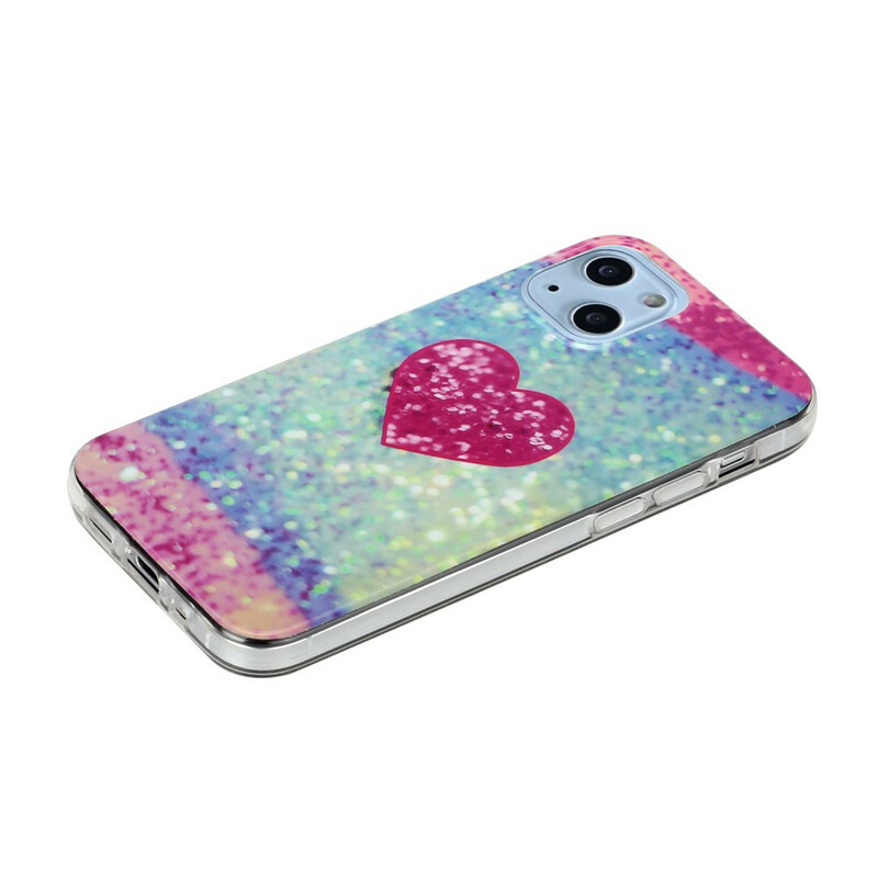 Coque iPhone 13 Mini Marbre Paillettes Coque iPhone 13 Mini Marbre Paillettes