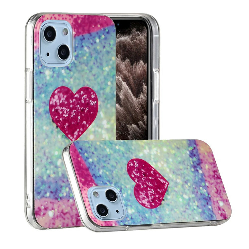 Coque iPhone 13 Mini Marbre Paillettes Coque iPhone 13 Mini Marbre Paillettes