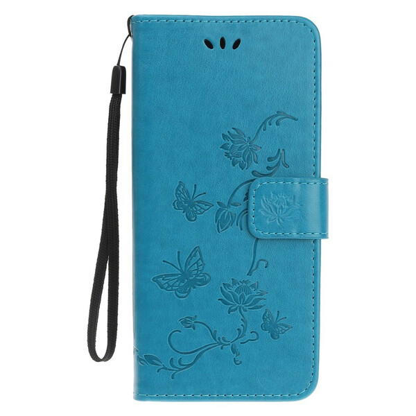 Housse iPhone 13 Mini Papillons et Fleurs à Lanière