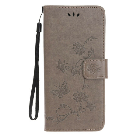 Housse iPhone 13 Mini Papillons et Fleurs à Lanière