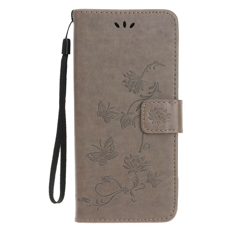 Housse iPhone 13 Mini Papillons et Fleurs à Lanière