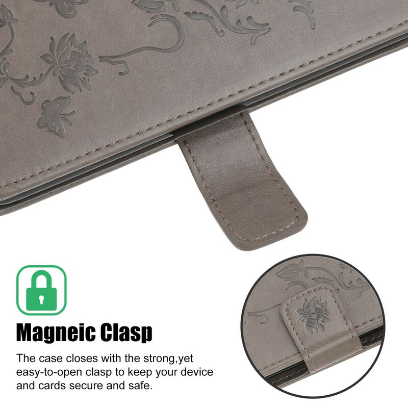 Housse iPhone 13 Mini Papillons et Fleurs à Lanière