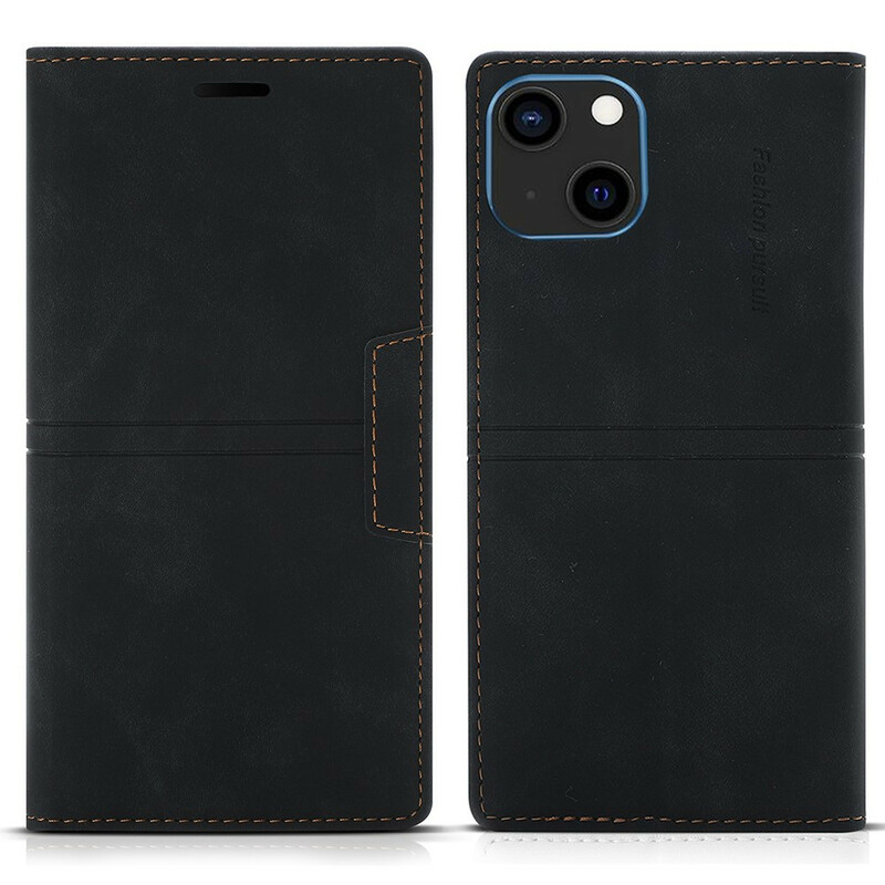 Flip Cover iPhone 13 Mini Style Cuir Couture Fermoir Magnétique Flip Cover iPhone 13 Mini Style Cuir Couture Fermoir Magnétique
