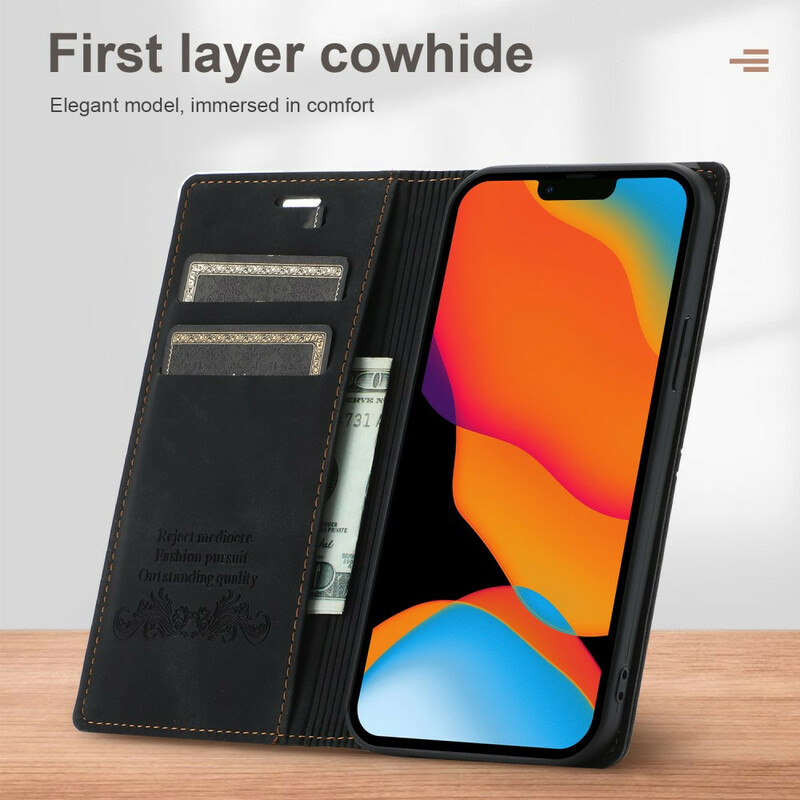 Flip Cover iPhone 13 Mini Style Cuir Couture Fermoir Magnétique Flip Cover iPhone 13 Mini Style Cuir Couture Fermoir Magnétique