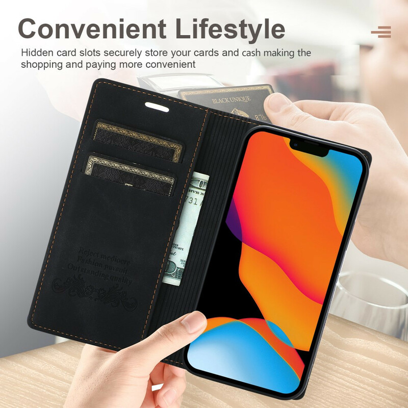 Flip Cover iPhone 13 Mini Style Cuir Couture Fermoir Magnétique Flip Cover iPhone 13 Mini Style Cuir Couture Fermoir Magnétique