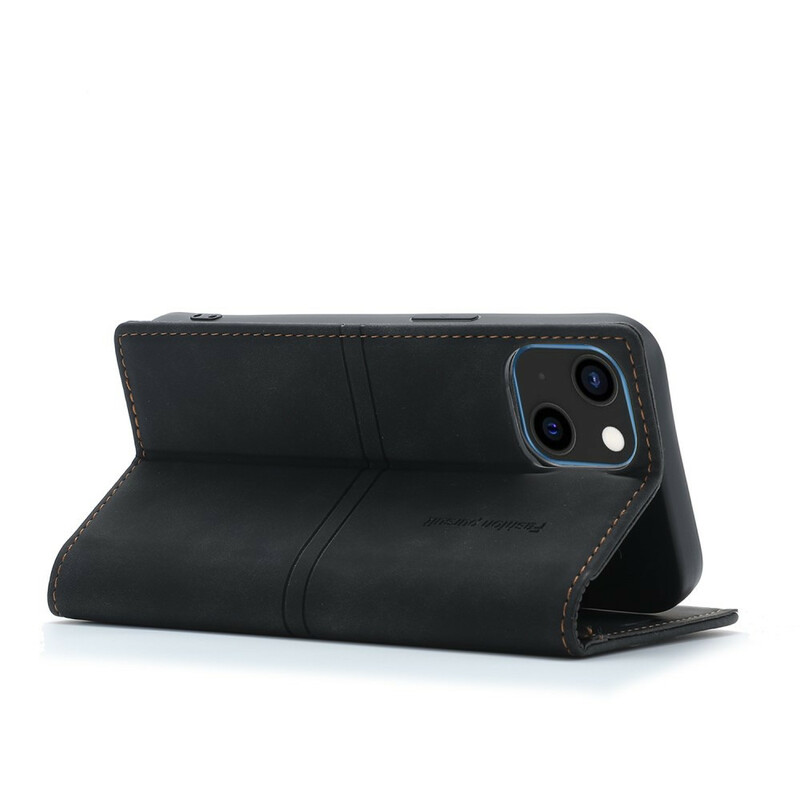 Flip Cover iPhone 13 Mini Style Cuir Couture Fermoir Magnétique Flip Cover iPhone 13 Mini Style Cuir Couture Fermoir Magnétique