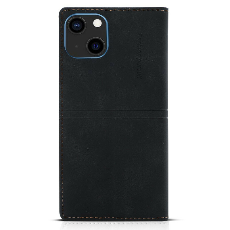 Flip Cover iPhone 13 Mini Style Cuir Couture Fermoir Magnétique Flip Cover iPhone 13 Mini Style Cuir Couture Fermoir Magnétique