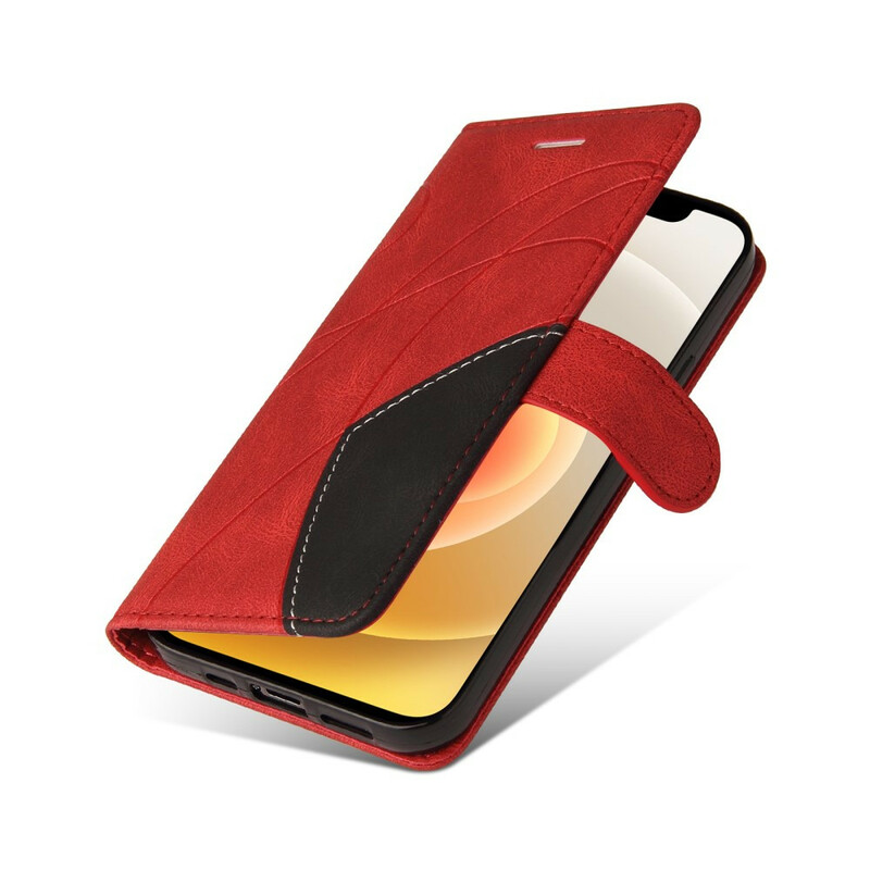 Housse iPhone 13 Mini Simili Cuir Bicolore Signature