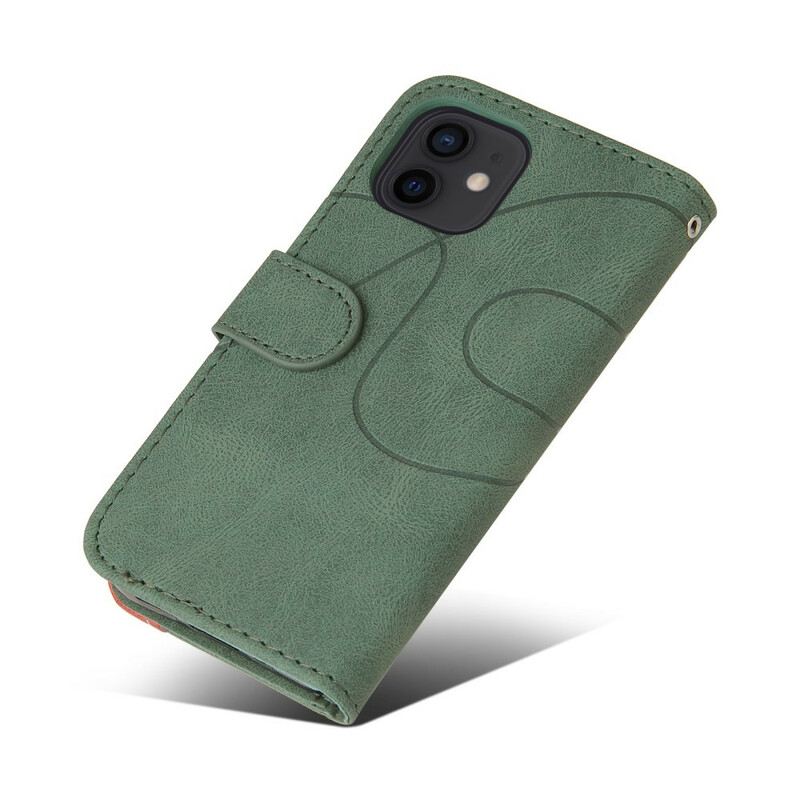 Housse iPhone 13 Mini Simili Cuir Bicolore Signature